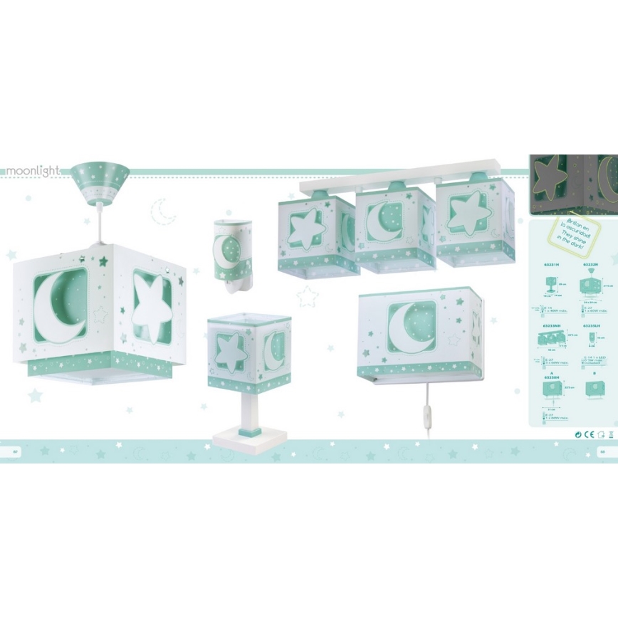 Dalber D-63232H - Bērnu lustra MOONLIGHT 1xE27/60W/230V