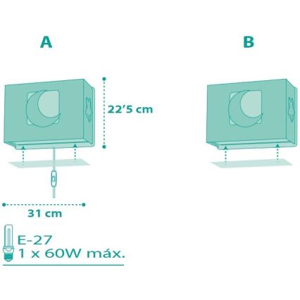 Dalber D-63238H - Bērnu sienas gaismeklis MOONLIGHT 1xE27/60W/230V