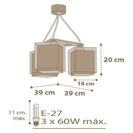 Dalber D-63394 - Bērnu lustra GOOD NIGHT 3xE27/60W/230V