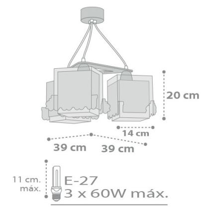 Dalber D-63534 - Bērnu lustra TRAIN 3xE27/60W/230V