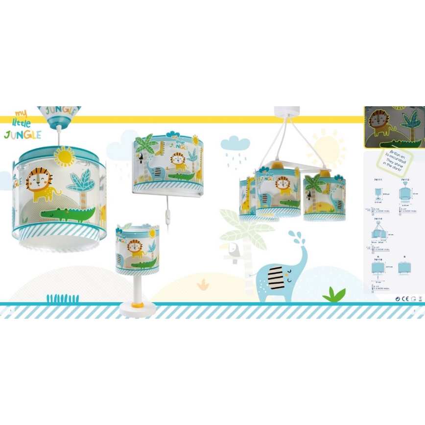 Dalber D-76118 - Bērnu sienas gaismeklis MY LITTLE JUNGLE 1xE27/15W/230V