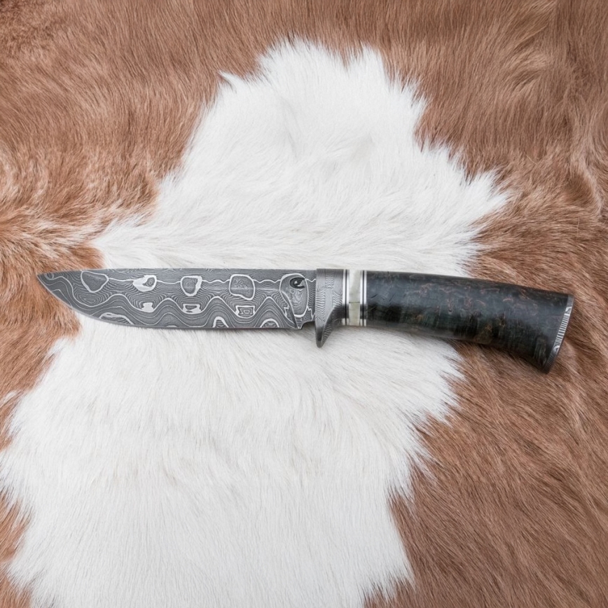Damaskas medību nazis 13,8 cm Bērzs/kamieļa kauls