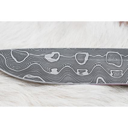 Damaskas medību nazis 13,8 cm Bērzs/kamieļa kauls
