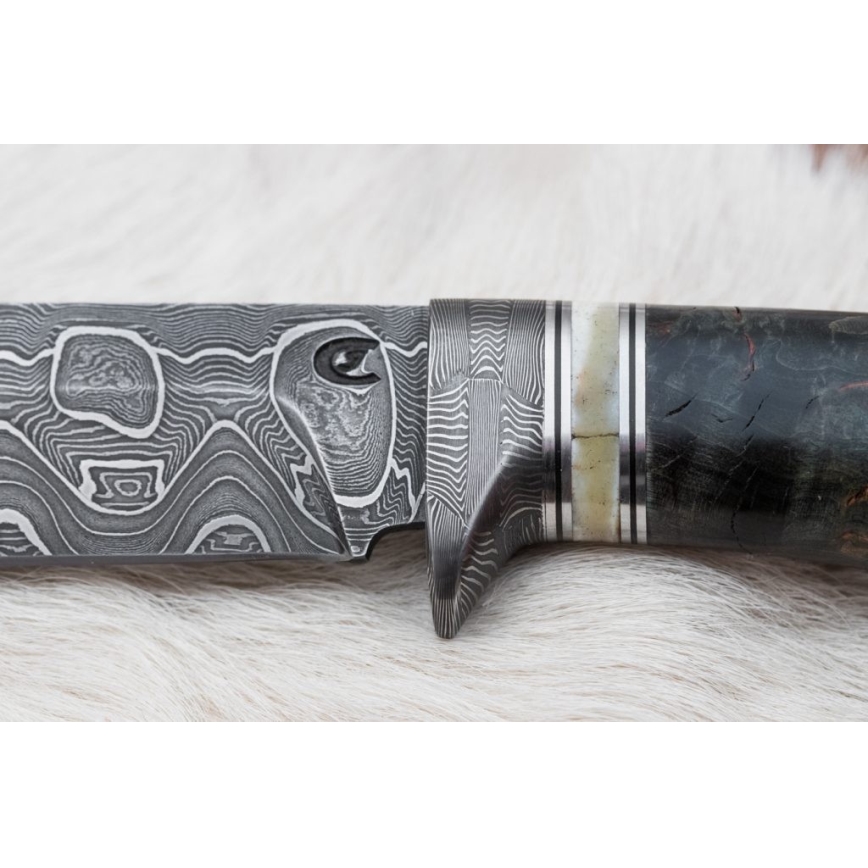 Damaskas medību nazis 13,8 cm Bērzs/kamieļa kauls
