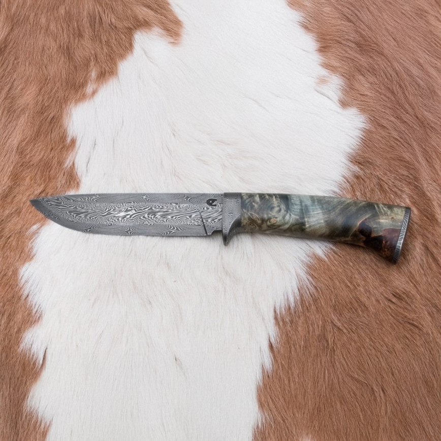 Damaskas medību nazis 14 cm kastaņkoks