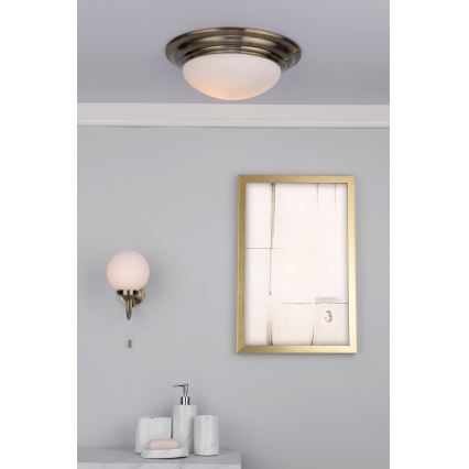 Där Lighting BAR5275 - Griestu gaismeklis vannas istabai BARCLAY 1xE27/60W/230V Ø 31 cm misiņš