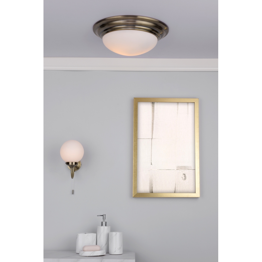 Där Lighting BAR5275 - Griestu gaismeklis vannas istabai BARCLAY 1xE27/60W/230V Ø 31 cm misiņš