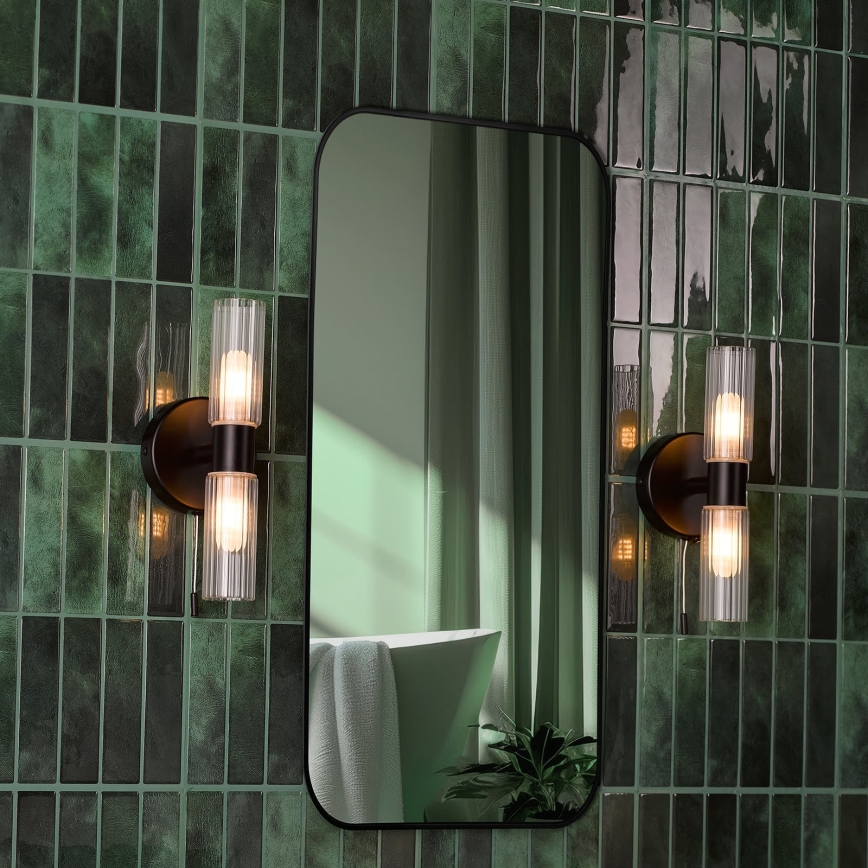 Där Lighting BOL0922 - Vannas istabas sienas lampa BOLTON 2xG9/5W/230V IP44 melna