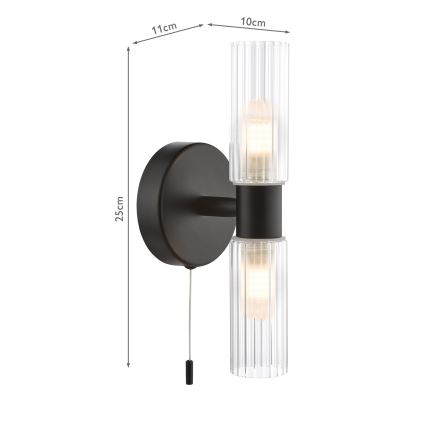 Där Lighting BOL0922 - Vannas istabas sienas lampa BOLTON 2xG9/5W/230V IP44 melna