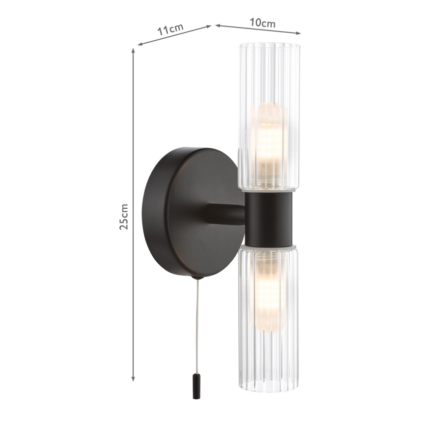 Där Lighting BOL0922 - Vannas istabas sienas lampa BOLTON 2xG9/5W/230V IP44 melna