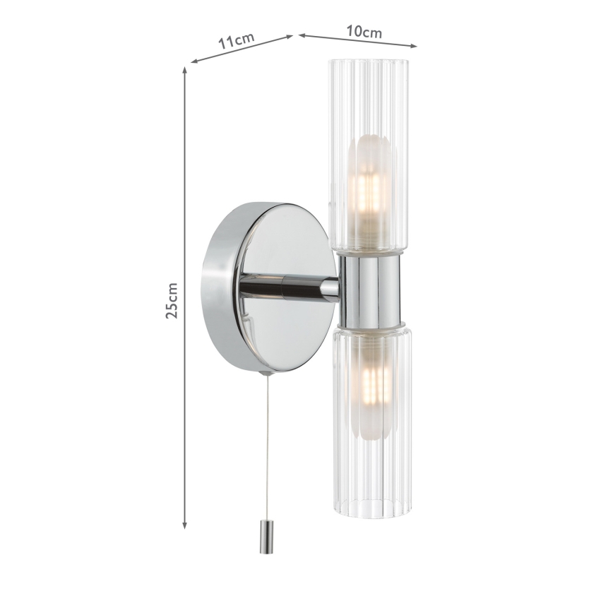 Där Lighting BOL0950 - Vannas istabas sienas lampa BOLTON 2xG9/5W/230V IP44 spīdīgs hroms