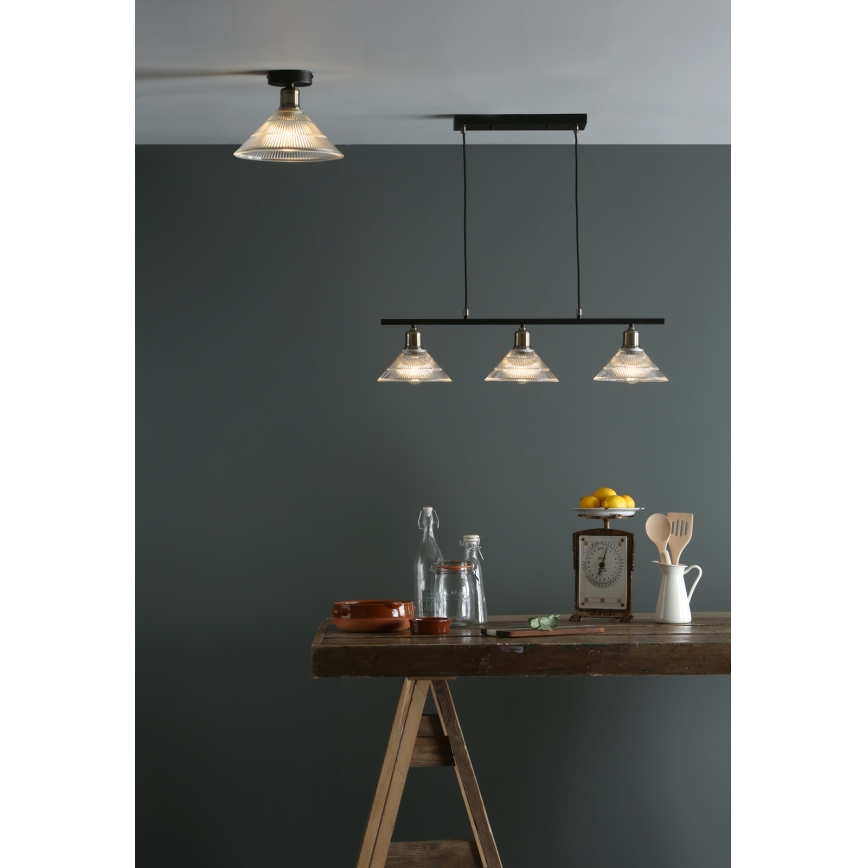 Där Lighting BOY0175 - Griestu lampa BOYD 1xE27/60W/230V Ø 25 cm misiņš/caurspīdīgs