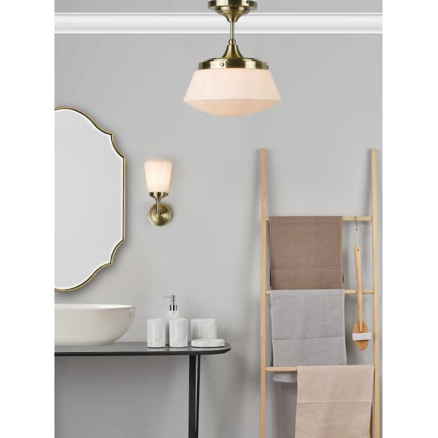 Där Lighting CAD0175 - Vannas istabai paredzēts virsmas griestu gaismeklis CADEN 1xE27/60W/230V IP44 misiņš