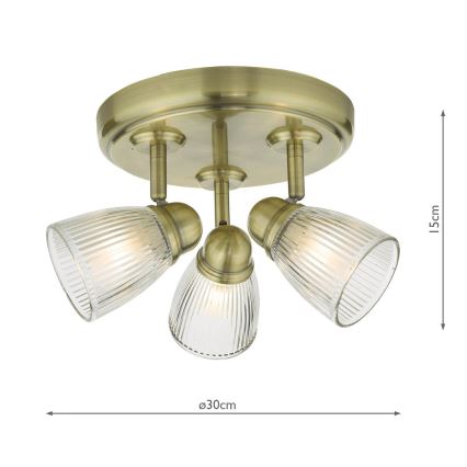Där Lighting CED7675 - Vannas istabas virziena gaismeklis CEDRIC 3xG9/25W/230V IP44 misiņš