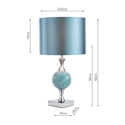 Där Lighting ELS4223 - Galda lampa ELSA 1xE27/40W/230V zila/spīdīgs hroms
