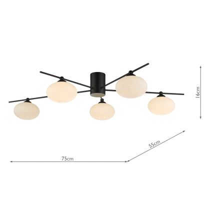 Där Lighting JAS5422 - Virsmontēta griestu lustra JASPER 5xG9/25W/230V melna