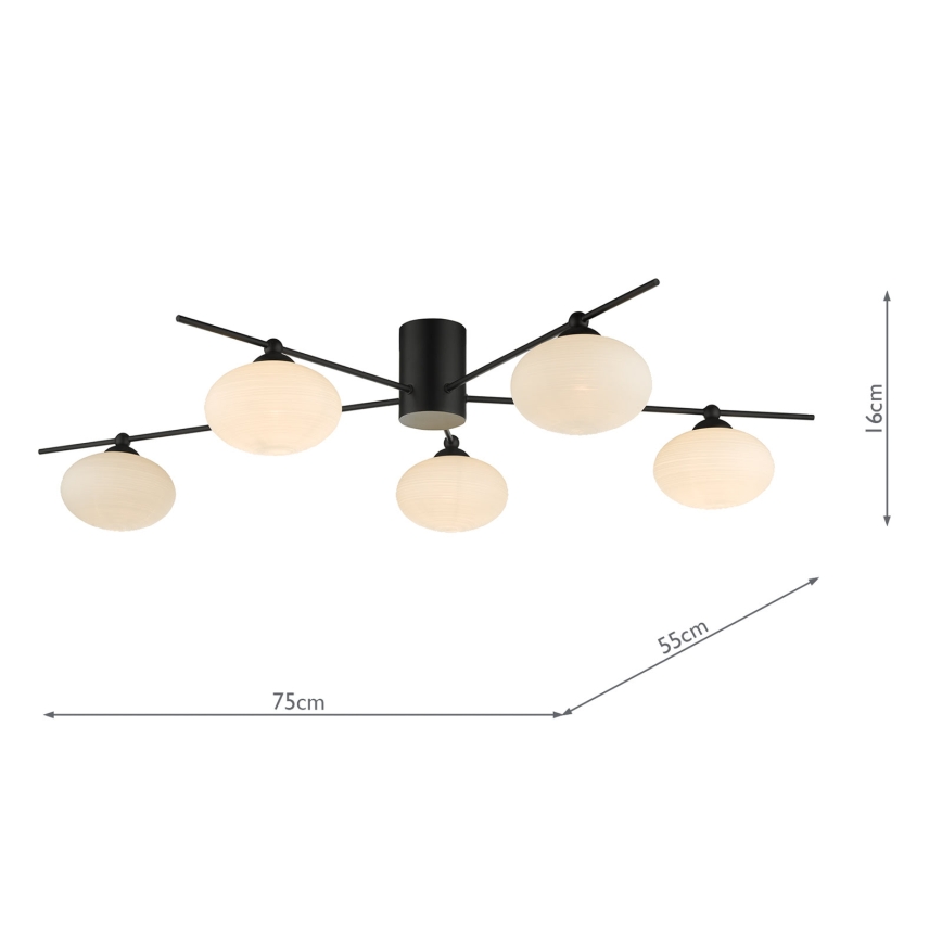 Där Lighting JAS5422 - Virsmontēta griestu lustra JASPER 5xG9/25W/230V melna