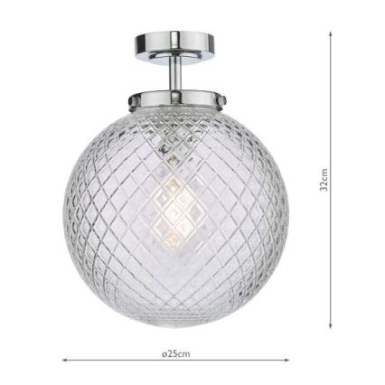 Där Lighting WAY0150 - Griestu lampa vannas istabai WAYNE 1xE27/40W/230V IP44, diam. 25 cm, spīdīgs hroms