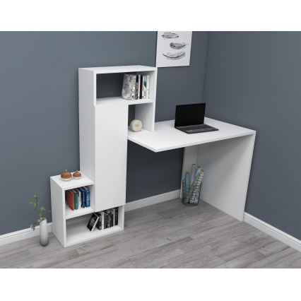 Darba galds ar plauktu IRMAK 119x138,6 cm balta