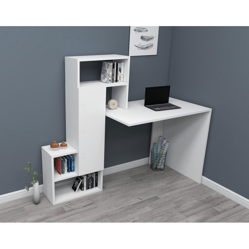 Darba galds ar plauktu IRMAK 119x138,6 cm balta