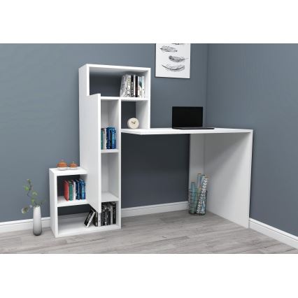 Darba galds ar plauktu IRMAK 119x138,6 cm balta