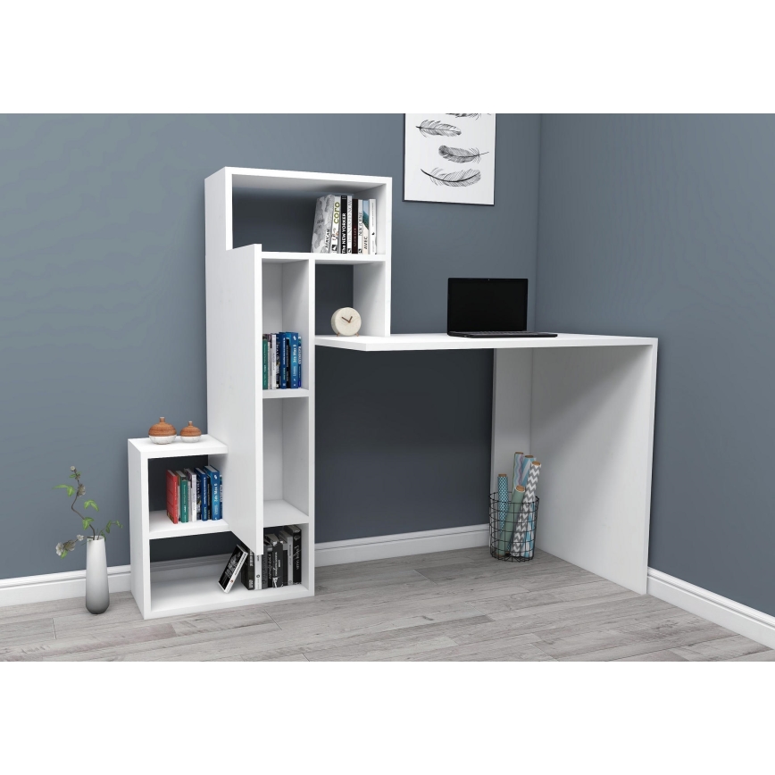 Darba galds ar plauktu IRMAK 119x138,6 cm balta