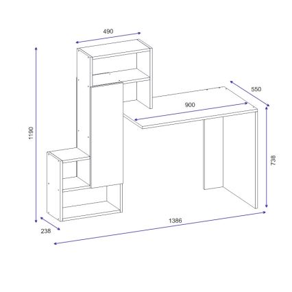 Darba galds ar plauktu IRMAK 119x138,6 cm balta
