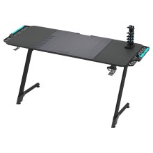 Datorspēļu galds SNAKE ar LED RGB aizmugurējais apgaismojums 156x60 cm melna