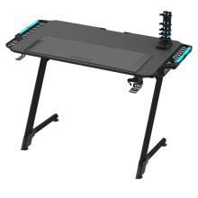 Datorspēļu galds SNAKE ar LED RGB fona apgaismojumu 100x60 cm melna