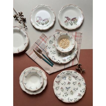 Daudzkrāsains 24 daļu porcelāna trauku komplekts