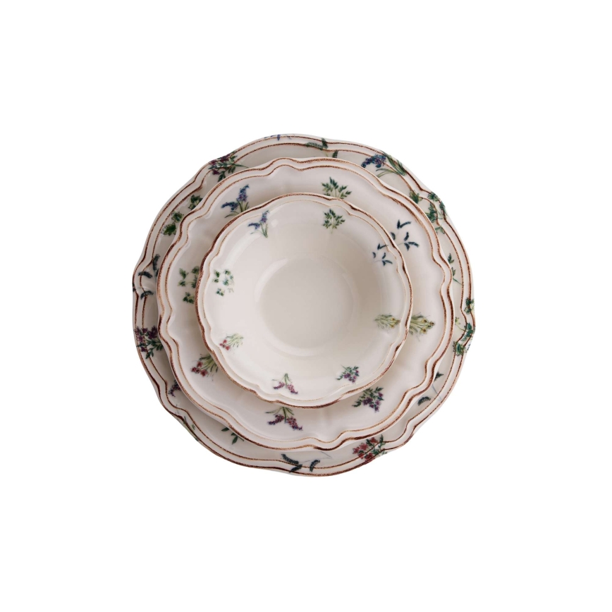 Daudzkrāsains 24 daļu porcelāna trauku komplekts