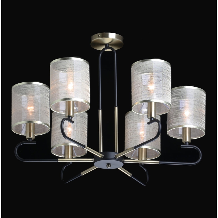 De Markt 667012106 - Lustra ar stieni CONRAD 6xE14/40W/230V zelta