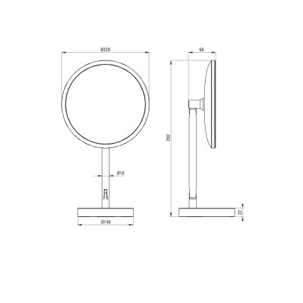Deante ADI_Z812 - LED vannas istabas uzlādējams kosmētikas spogulis SILIA LED/5V 5000 mAh 2700-6500K IP44