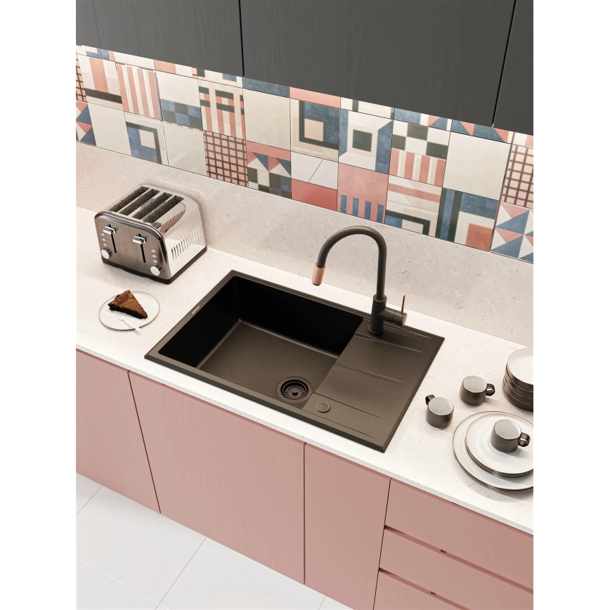 Deante BCA_B64M - Izlietnes jaucējkrāns ASTER, melns/misiņš