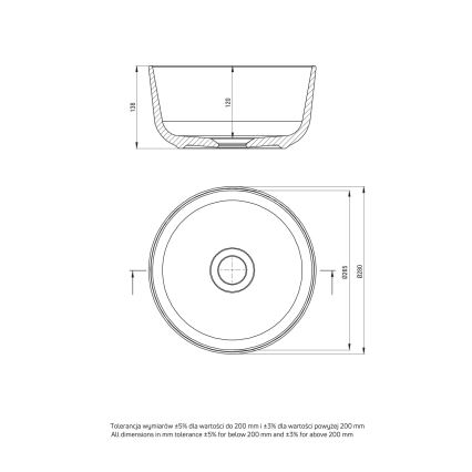 Deante CDJ_6U2S - Galda virsmas izlietne JASMIN d. 28 cm keramika/balta
