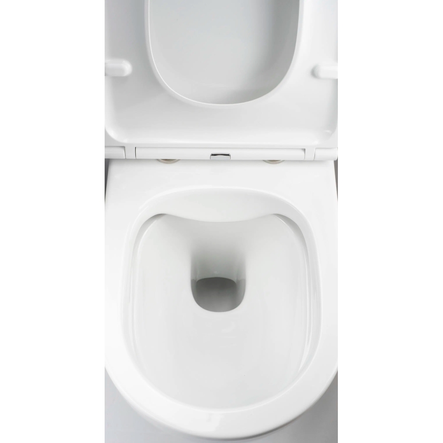 Deante CGRD6ZPW - Pie sienas stiprināms tualetes pods ar tualetes poda vāku ROUND keramika/balta