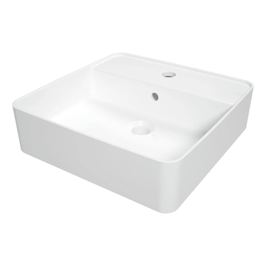 Deante CGS_6U4B - Galda virsmas izlietne ar jaucējkrāna caurumu SQUARE 42x42 cm keramika/balta