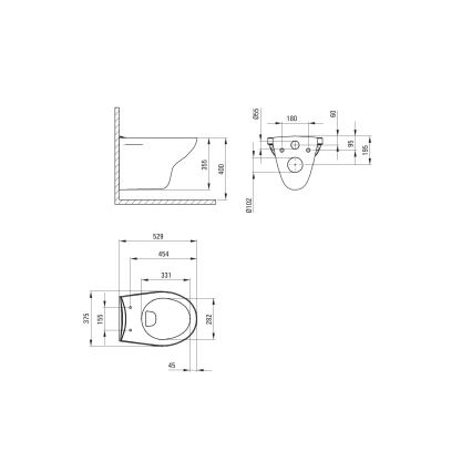 Deante CMOD6SPW - sienas WC ar SoftClose sēdekli BORO keramika/balta