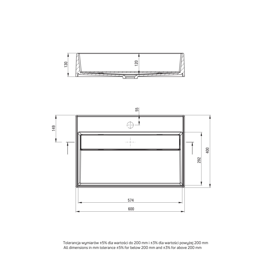 Deante CQR_AU6M - Galda virsmas izlietne CORREO 40x60 cm granīts/alabastrs