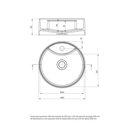Deante CQS_5U4B - Galda virsmas izlietne ar jaucējkrāna caurumu SILIA d. 36 cm granīts/bēša