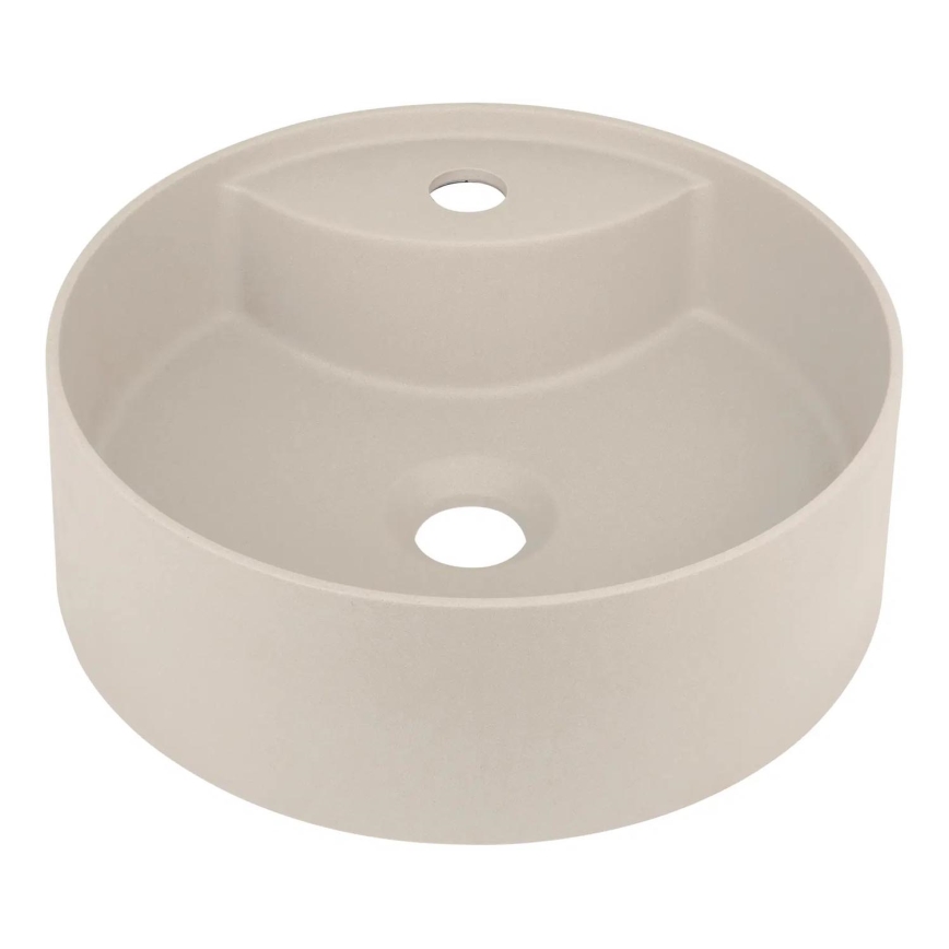 Deante CQS_5U4B - Galda virsmas izlietne ar jaucējkrāna caurumu SILIA d. 36 cm granīts/bēša
