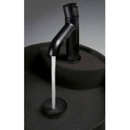 Deante CQS_NU4B - uz virsmas uzstādāma izlietne SILIA ar atveri jaucējkrānam, diam. 36 cm, granīts/melna