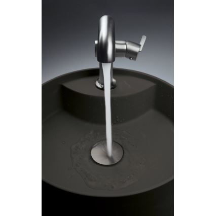 Deante CQS_NU4B - uz virsmas uzstādāma izlietne SILIA ar atveri jaucējkrānam, diam. 36 cm, granīts/melna