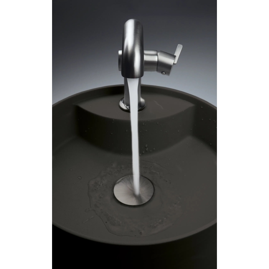 Deante CQS_NU4B - uz virsmas uzstādāma izlietne SILIA ar atveri jaucējkrānam, diam. 36 cm, granīts/melna