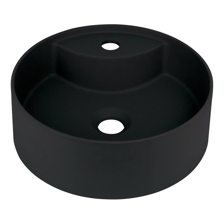 Deante CQS_NU4B - uz virsmas uzstādāma izlietne SILIA ar atveri jaucējkrānam, diam. 36 cm, granīts/melna