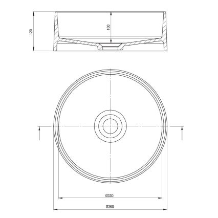 Deante CQS_NU4S - SILIA virsmas uzliekamā izlietne Ø 36 cm, granīts/melna