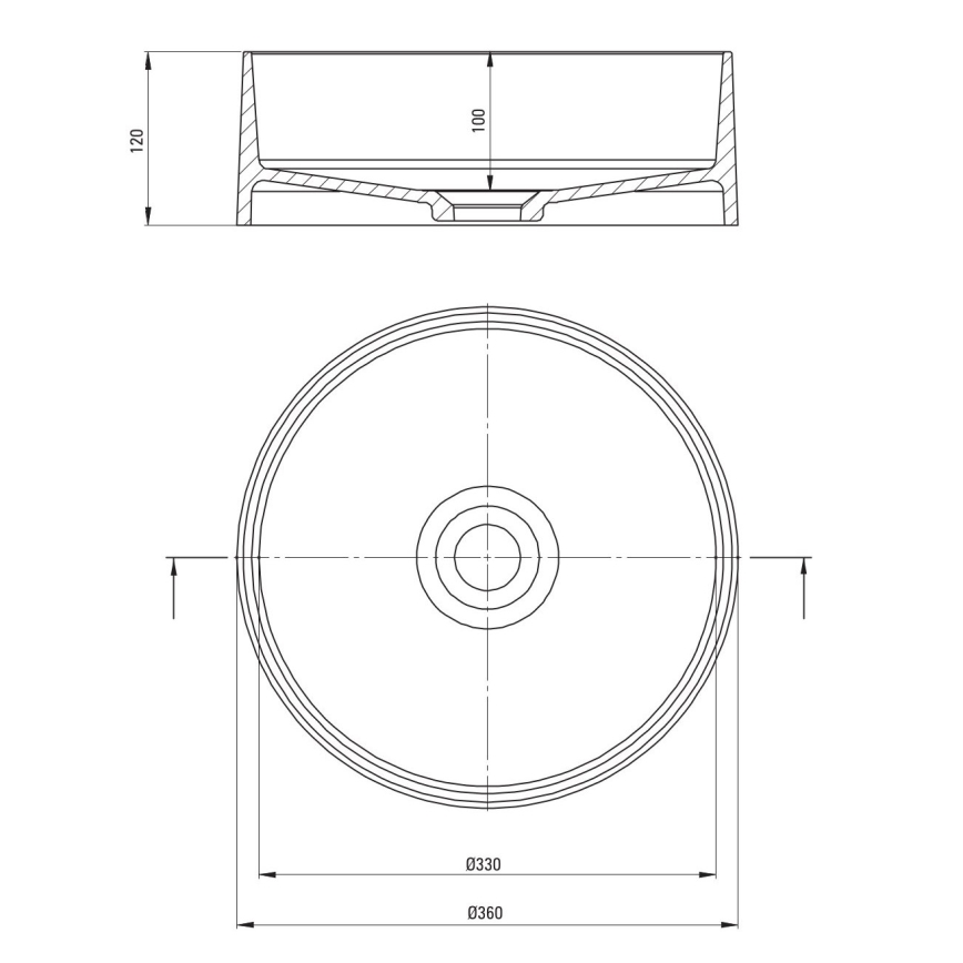 Deante CQS_NU4S - SILIA virsmas uzliekamā izlietne Ø 36 cm, granīts/melna