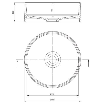 Deante CQS_SU4S - Virsmas uzstādāma izlietne SILIA Ø 36 cm granīta/metāliska pelēka