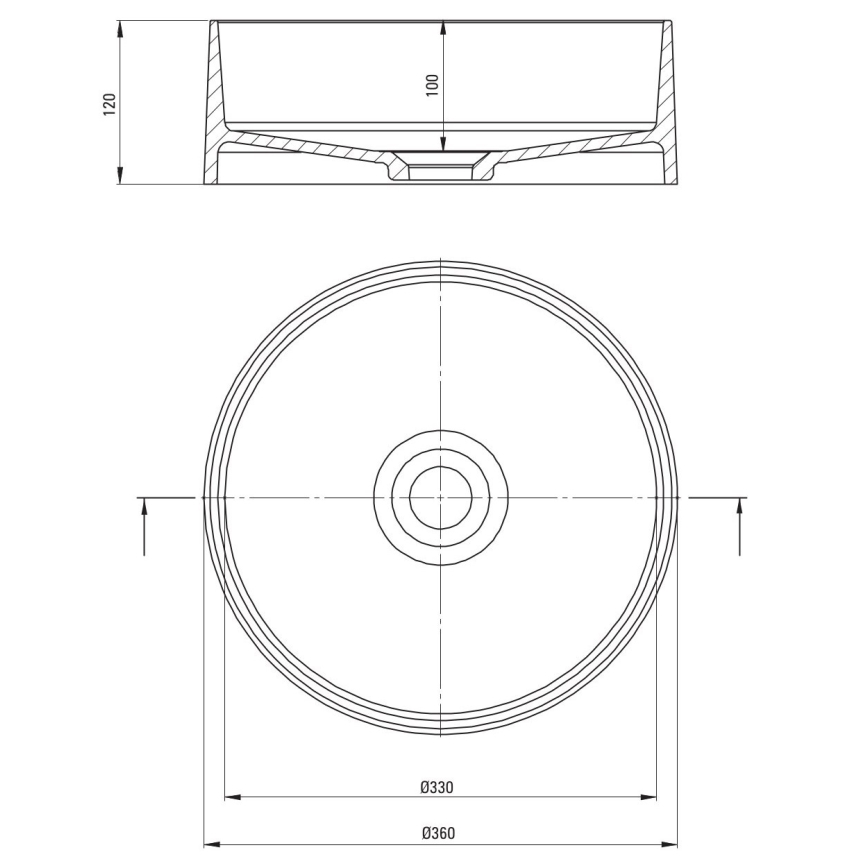 Deante CQS_SU4S - Virsmas uzstādāma izlietne SILIA Ø 36 cm granīta/metāliska pelēka