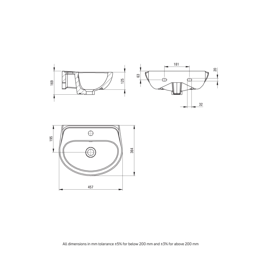 Deante - Sienas piestiprināma izlietne JASMIN 45,7x36,4 + izlietnes jaucējkrāns LEMON